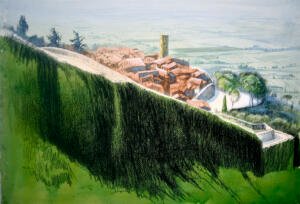 Etruscan Wall -  Cortona , Italy- 1990  - 30x40  1990? - waterco