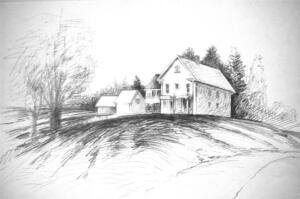 Farm House, VT - 30x40 - 2008 - charcoal